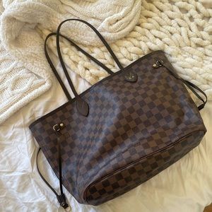 Louis Vuitton neverfull MM with heat stamp initials SA